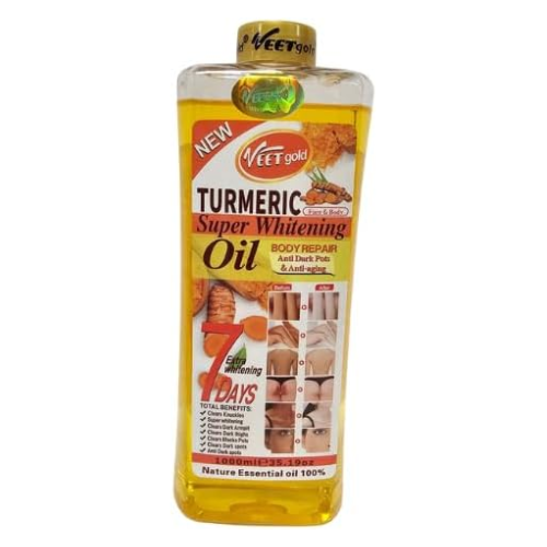 Veet Gold Original Turmeric Super Whitening Body Repair Oil, Body Parts, and Bikini Area Dark Spot Clearing & Anti-Aging 100% Natural Essential Oil - 1000ml